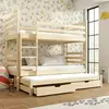 Buy Wooden Bunk Bed Tomi with Trundle and Storage Pine, Colour: Pine, Mattress: Without Mattresses from Furnituretta