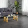 Buy Spectra Coffee Table – Clear Glass Top & Gold Stainless Steel Legs, 4 from Furnituretta
