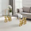 Buy Spectra Coffee Table – Clear Glass Top & Gold Stainless Steel Legs, 2 from Furnituretta