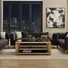 Buy Cleveland Coffee Table – Black Glass with Gold Frame, Colour: Black, Item Width: 100, 4 from Furnituretta
