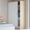 Buy Dorking Small Narrow Sliding 2 Door Wardrobe Artic White and Oak Effect 120cm from Furnituretta