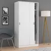 Buy Larsen Small Narrow Sliding 2 Door Wardrobe – White | Compact Storage with Rail & Shelf, Colour: White, Item Width: 100 from Furnituretta