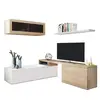 Buy Worksop Reversible L-Shaped TV Entertainment Wall Unit Cabinet White Gloss and Oak Effect, 4 from Furnituretta