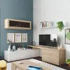 Buy Worksop Reversible L-Shaped TV Entertainment Wall Unit Cabinet White Gloss and Oak Effect, 3 from Furnituretta