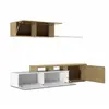 Buy Worksop Reversible L-Shaped TV Entertainment Wall Unit Cabinet White Gloss and Oak Effect, 6 from Furnituretta