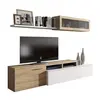 Buy Worksop Reversible L-Shaped TV Entertainment Wall Unit Cabinet White Gloss and Oak Effect, 2 from Furnituretta
