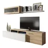 Buy Worksop Reversible L-Shaped TV Entertainment Wall Unit Cabinet White Gloss and Oak Effect, 5 from Furnituretta