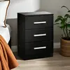 Buy Topline Bedside Table – 3 Drawers in High Gloss Black, Colour: Black, Item Width: 37, 6 from Furnituretta