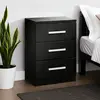 Buy Topline Bedside Table – 3 Drawers in High Gloss Black, Colour: Black, Item Width: 37 from Furnituretta