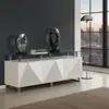 Buy Rowley White High Gloss Sideboard – 3 Doors | Sleek Storage with Modern Shine, Colour: White from Furnituretta