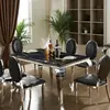 Buy Arriana Marble Dining Table – Natural Stone & Stainless Steel | 6-Seater Elegance from Furnituretta