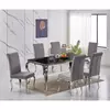 Buy Atlanta Dining Table in Black Glass with Silver Legs, 4 from Furnituretta