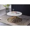 Buy Axon Round Marble Coffee Table with Gold Frame, Colour: Gold, 4 from Furnituretta