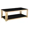 Buy Cleveland Coffee Table – Black Glass with Gold Frame, Colour: Black, Item Width: 100, 3 from Furnituretta
