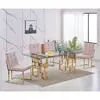 Buy Spectra Dining Table – Clear Glass with Gold Legs for Elegant Dining, 3 from Furnituretta