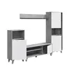 Buy Exeter White and Concrete Grey Effect Large TV Entertainment Wall Unit Cabinet, 5 from Furnituretta