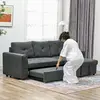 Buy HOMCOM 3 Seater Sofa Bed, L-Shaped Corner Sofa, Pull Out Sofa with Storage, Convertible for Living Room, 7 from Furnituretta