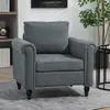 Buy HOMCOM Vintage Accent Chair, Upholstered Occasional Chair with Back Pillow, Rolled Arms, Rubber Wood Legs, Colour: Grey, 2 from Furnituretta