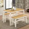 Buy Washington Dining Set with 2 Benches Nat Oak & White from Furnituretta