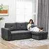 Buy HOMCOM 3 Seater Sofa Bed, L-Shaped Corner Sofa, Pull Out Sofa with Storage, Convertible for Living Room, 2 from Furnituretta