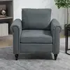 Buy HOMCOM Vintage Accent Chair, Upholstered Occasional Chair with Back Pillow, Rolled Arms, Rubber Wood Legs, Colour: Grey, 7 from Furnituretta