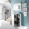 Buy Filton White Gloss Shoe Cabinet Hallway Unit | Mirrored Entryway Storage with Shelves – Flat Packed from Furnituretta