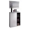 Buy Filton White Gloss Shoe Cabinet Hallway Unit | Mirrored Entryway Storage with Shelves – Flat Packed, 4 from Furnituretta