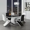 Buy Edenhall High Gloss Dining Table – White Base & Black Glass Top | Contemporary 6-Seater, 2 from Furnituretta