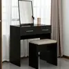 Buy Topline Dressing Table – Black Finish | Mirror & Stool Included for Modern Bedrooms, Colour: Black, 6 from Furnituretta