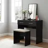 Buy Topline Dressing Table – Black Finish | Mirror & Stool Included for Modern Bedrooms, Colour: Black, 3 from Furnituretta