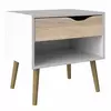Buy Oslo Bedside 1 Drawer in White and Oak: Retro Modern from Furnituretta