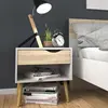 Buy Oslo Bedside 1 Drawer in White and Oak: Retro Modern, 6 from Furnituretta
