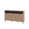 Buy Mere Artisan Oak Effect Slatted & Black 3 Door Sideboard | Stylish Modern Storage Unit, 4 from Furnituretta