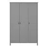 Buy Tromso 3 Doors Wardrobe Folkestone Grey with Leather Handles, 2 from Furnituretta