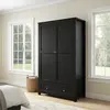 Buy Ives Black 2 Door Wardrobe | Modern Panelled Bedroom Storage from Furnituretta