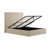 Buy Berlin Beige Tall Ottoman King Bed | Velvet Storage Bed, Size: King (5ft), Colour: Beige, 3 from Furnituretta