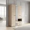 Buy Kinross Modern 3 Door Wardrobe – Grey Oak with Mirror & 2 Drawers, Colour: Oak from Furnituretta