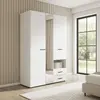 Buy Kinross Modern 3 Door Wardrobe – White with Mirror & 2 Drawers, Colour: White from Furnituretta