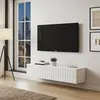 Buy Clare White Slat Effect Floating Small TV Unit, Colour: White, Item Width: 154, 7 from Furnituretta