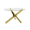 Buy Capri Glass Top Dining Table with Gold Legs, 4 from Furnituretta