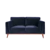 Buy Mickey 2‑Seater Velvet Midnight Blue Sofa with Walnut Legs, Colour: Midnight Blue from Furnituretta