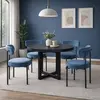 Buy Flora Dining Chair in Blue Velvet Upholstery (sold in 2), Colour: Blue Velvet, 4 from Furnituretta