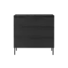 Buy Luna 3 Drawer Chest in Black Woodgrain Finish, Colour: Black from Furnituretta