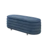 Buy Ripple Storage Oval Ottoman in Blue Velvet Fabric, Colour: Blue, 4 from Furnituretta
