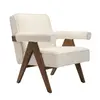 Buy Ember Armchair in Snow Textured Bouclé with Walnut Legs, Colour: Snow, 3 from Furnituretta