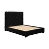 Buy Pasadena Black Velvet Bed – Double with Cushioned Woven Headboard, Colour: Black, Bed Size: Double (4ft6), 3 from Furnituretta
