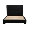 Buy Pasadena Black Velvet Bed – Double with Cushioned Woven Headboard, Colour: Black, Bed Size: Double (4ft6) from Furnituretta