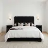 Buy Pasadena Black Velvet Bed – King with Cushioned Woven Headboard, Colour: Black, Bed Size: King (5ft), 2 from Furnituretta