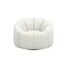 Buy Nao Swivel Chair in Chenille Bouclé with Contemporary Swivel Base, Colour: Buff, Item Width: 101 from Furnituretta