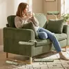 Buy HOMCOM 2 Seater Sofa in Dark Green Corduroy Fabric, Colour: Dark Green, 5 from Furnituretta